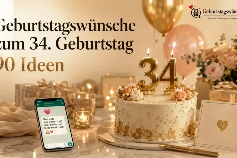 Geburtstagswünsche zum 34. Geburtstag: 90 Ideen